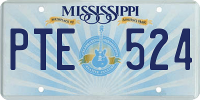 MS license plate PTE524