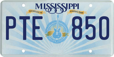 MS license plate PTE850