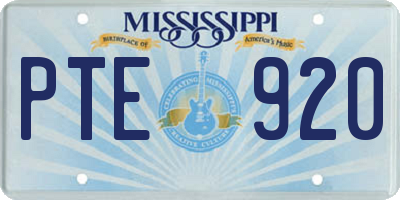 MS license plate PTE920