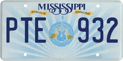 MS license plate PTE932