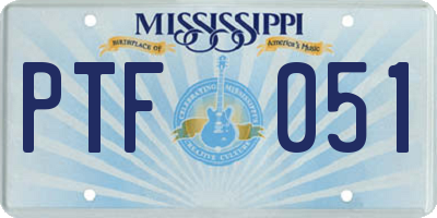 MS license plate PTF051