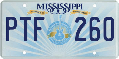 MS license plate PTF260