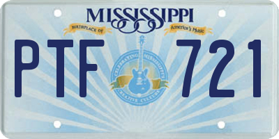 MS license plate PTF721
