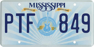 MS license plate PTF849