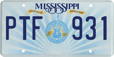 MS license plate PTF931