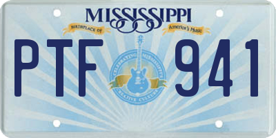 MS license plate PTF941
