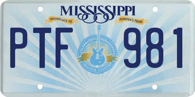 MS license plate PTF981