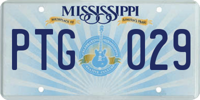 MS license plate PTG029