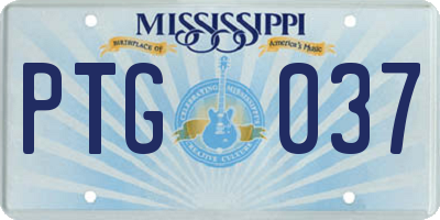 MS license plate PTG037
