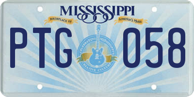 MS license plate PTG058