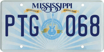 MS license plate PTG068
