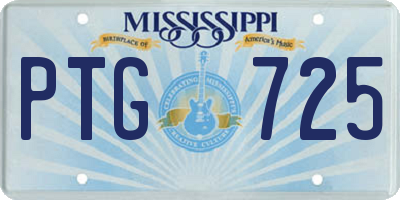 MS license plate PTG725