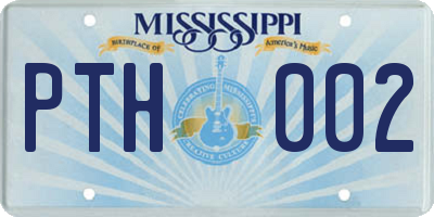 MS license plate PTH002