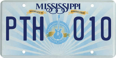 MS license plate PTH010