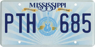 MS license plate PTH685