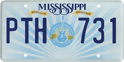 MS license plate PTH731