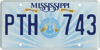 MS license plate PTH743