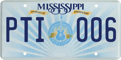 MS license plate PTI006