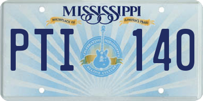 MS license plate PTI140