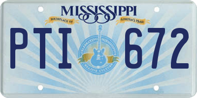 MS license plate PTI672