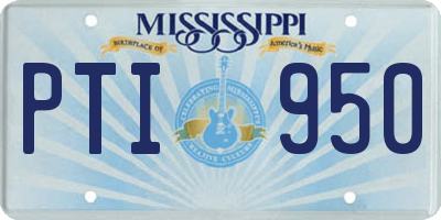 MS license plate PTI950