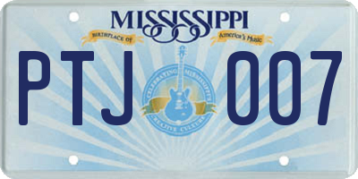 MS license plate PTJ007