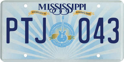 MS license plate PTJ043