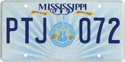 MS license plate PTJ072