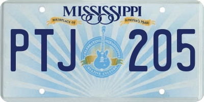 MS license plate PTJ205