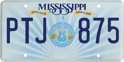 MS license plate PTJ875
