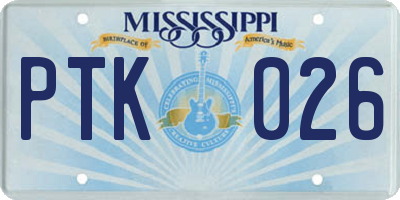 MS license plate PTK026