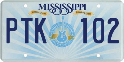 MS license plate PTK102