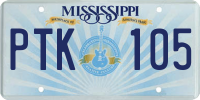 MS license plate PTK105