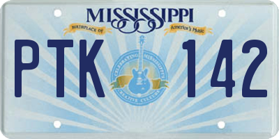 MS license plate PTK142