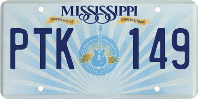 MS license plate PTK149