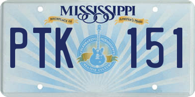 MS license plate PTK151