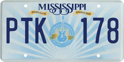 MS license plate PTK178