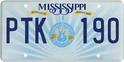 MS license plate PTK190