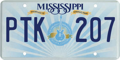 MS license plate PTK207