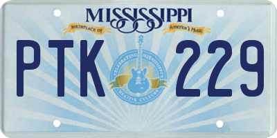 MS license plate PTK229