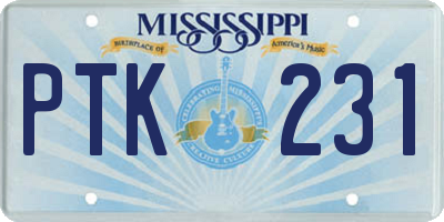MS license plate PTK231