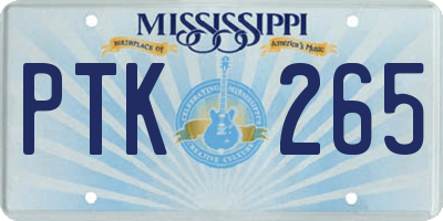 MS license plate PTK265