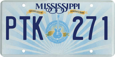 MS license plate PTK271