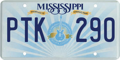 MS license plate PTK290