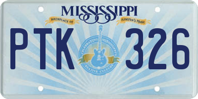 MS license plate PTK326