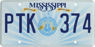 MS license plate PTK374