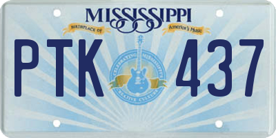 MS license plate PTK437