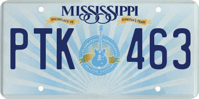 MS license plate PTK463