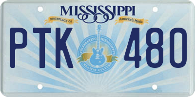 MS license plate PTK480