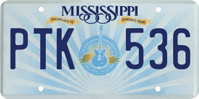 MS license plate PTK536
